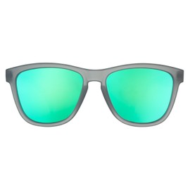 goodr Silverback Squat Mobility Polarized Sunglasses for Men & Women, Dark Grey Translucent Frames with Light Green Reflective Lens, UV400 Protection, No Slip