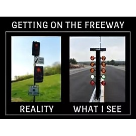 Handmade Getting On the Freeway Reality What I See Drag Car Race Start Light Track MAGNET