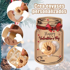 Kit 48 Tarjetas de San Valentín para Niños Niña, Tarjetas del Día de San Valentín en Tarro de Masón,Intercambios de Regalos en El Aula, Perfecto Regalos de San Valentín para Niños（No incluye dulces）