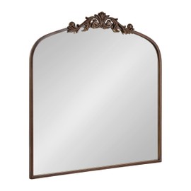Kate and Laurel Arendahl Ornate Traditional Square Arched Mirror, 28 x 30, Bronze, Decorative Baroque Style Vintage Arch Mirror with Wide Frame and Ornamental Crown
