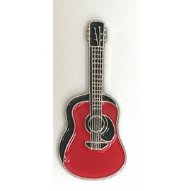 Metal Enamel Pin Badge Rock Folk Country Music Acoustic Guitar in Red
