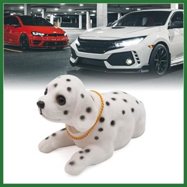 Motoforti White Dalmatian Shaped Shaking Head Nodding Dog Decoration for Car Dashboard Long-lasting