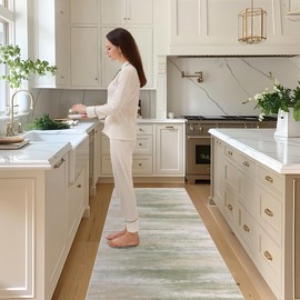 TTelephant Abstract Runner Rug Machine Washable Area Rug 2.6x8, Spill-Proof Surface, Non-Slip Backing, Cozy Soft Faux Wool, Printed Rugs for Hallway, Kitchen, Entryway - Sana