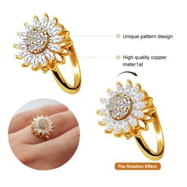 EWOECUI Anxiety Spinning Rings, Open Ring, Fidget Spinner Rings, Adjustable Open Anti-Stress Ring for Women