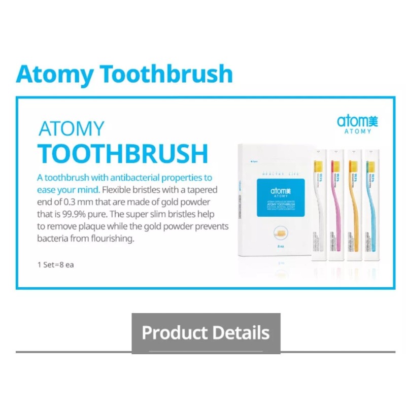 ATOMY Toothbrush 99.9% Gold Coated Nano Vitality Brush Oral Care