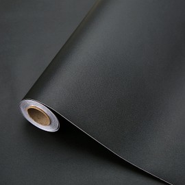 Dimcol Black Contact Paper 15.7"x118" Peel and Stick Wallpaper, Matte Black Self-Adhesive and Removable Decorative Contact Paper for Cabinets,Countertops,Shelve Wallpaper