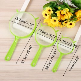 3 Pcs Plastic Strainer Universal Fine Mesh Plastic Sieve with Long Handle, Sifter for Kitchen Cooking, Green