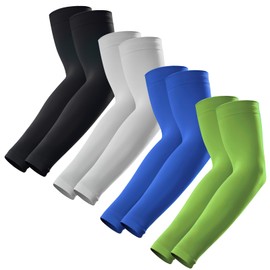 Mangas para Brazos UV, 4 Pares Mangas para Sol Deportivas de Protección Solar, Manga Protectora para Brazo Seda de Hielo, Fresco y Transpirable, para Ciclismo, Pescar, Golf, Baloncesto, Béisbol