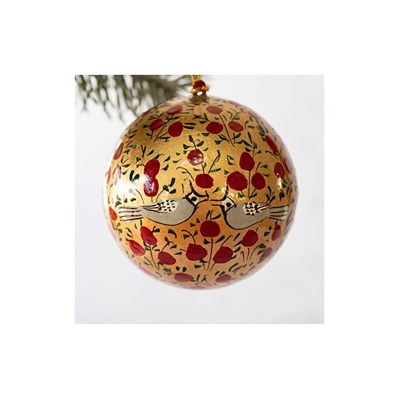Aurora Christmas Bird Design Christmas Bauble, Red & Gold, 3"