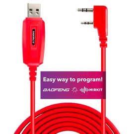 BAOFENG Programming Cable UV-5R/5RA/5R Plus/5RE, UV3R Plus, BF-888S, 5R EX, 5RX3, GA-2S, UV-82 (39-inch Mirkit Red, This one Works!)