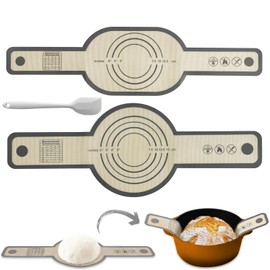 Silicone Bread Sling, Non-Stick, for Dutch Oven Liners, 2 Pieces, Easy to Clean Reusable Silicone Bread Baking Mat with Long Handles, Ideal for Transferring Sourdough Bread (Oval and Round)