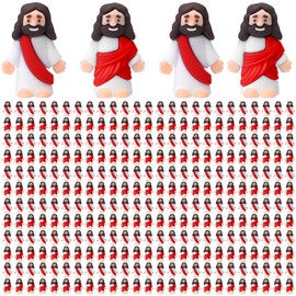 Bememo 300 Pcs Little Jesus Figures Bulk Original Design Mini Pocket Jesus Toys Rubber Figurine to Hide and Seek Religious Party Favors Sunday School Craft Baptism Gifts(Red)