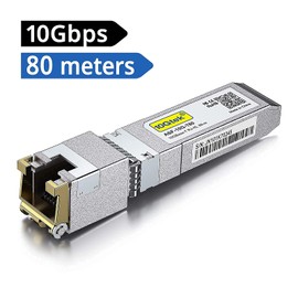 10Gtek 80-Meter 10GBase-T SFP+ to RJ45 Transceiver, RJ45 to SFP+ Copper Ethernet CAT.6a Module, Compatible for Cisco SFP-10G-T-80, Ubiquiti UniFi, Mikrotik, Netgear AXM766, D-Link