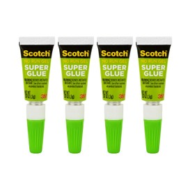 Scotch Super Glue Gel, 4-Pack of Single-Use Tubes, .017 oz Each, Fast Drying, No Run Gel Formula (AD119)