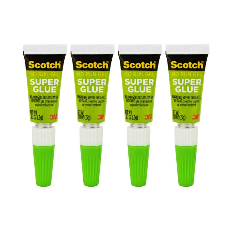 Scotch Super Glue Gel, 4-Pack of Single-Use Tubes, .017 oz