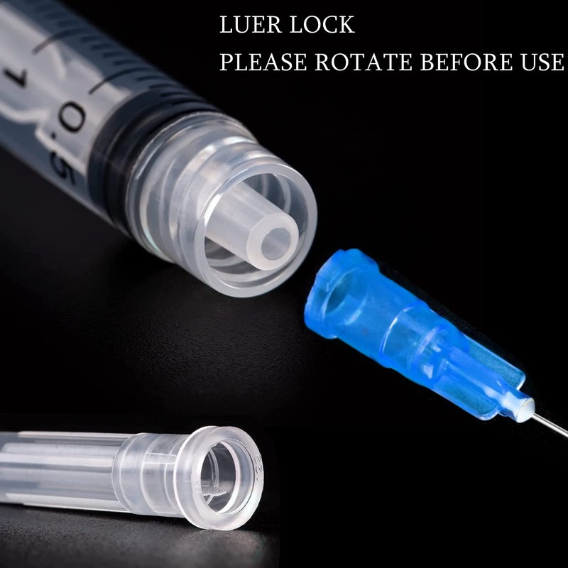 25 Pack 3ml/cc Plastic Luer Lock Syringa with 23Ga and