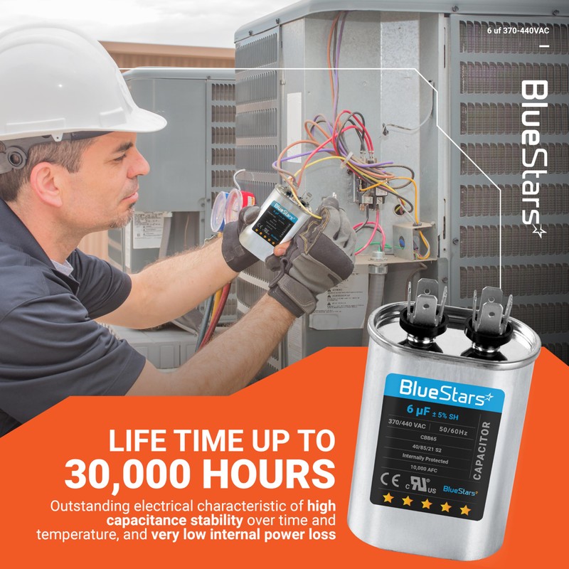Blue Stars - 6uF mfd ± 5% 370-440VAC Oval Start