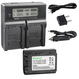Kastar Battery 1 Pack and LCD Dual Fast Charger for Sony NP-FZ100 BC-QZ1 NPA-MQZ1K and Sony Alpha ILCE-7M3K, Alpha A7R III, Alpha A7R3, Alpha ILCE-7RM3 Camera, Sony VG-C3EM Grip