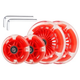 Gladeer - Paquete de 4 ruedas iluminadas para patinete – 120 mm y 80 mm LED blanco de repuesto para Micro Mini Maxi Lascoota de 3 ruedas