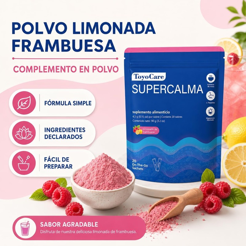 Polvo Sabor Frambuesa, Supercalm Suplemento Alimenticio
