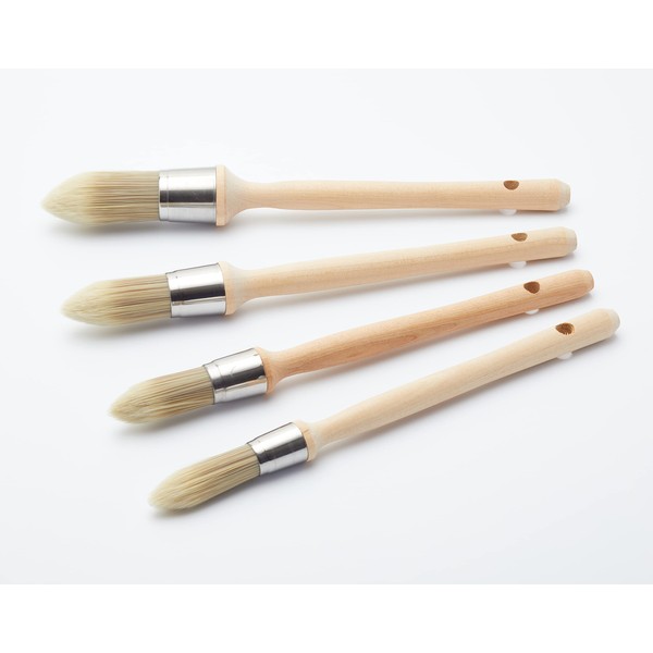 ProDec PBSA005 4 piece Trade Professional Pointed Synthetic Sash Brush Set Ideal for Precise Painting of Sash Windows, Architraves, Moulded or Profiled Surfaces with Gloss and Satin Paints, Brown