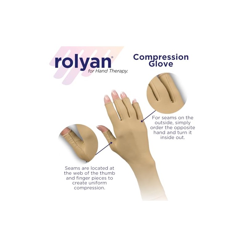 Rolyan - Guantes de compresión con costuras en el interior