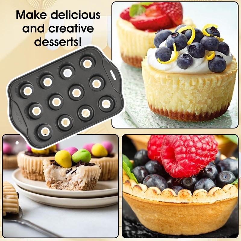 2 Pack Mini Cheesecake Pans Removable Bottom 12 Cavity Mini