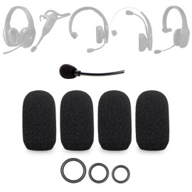 Voarmaks 4-Pack Mic Foam Covers Compatible with BlueParrott B250 B350 B450 B550 C400 S450 Noise Canceling Headset Microphone + 12 O-Rings in 3 Sizes-For Various Microphone Sizes Windscreen Pop Filter