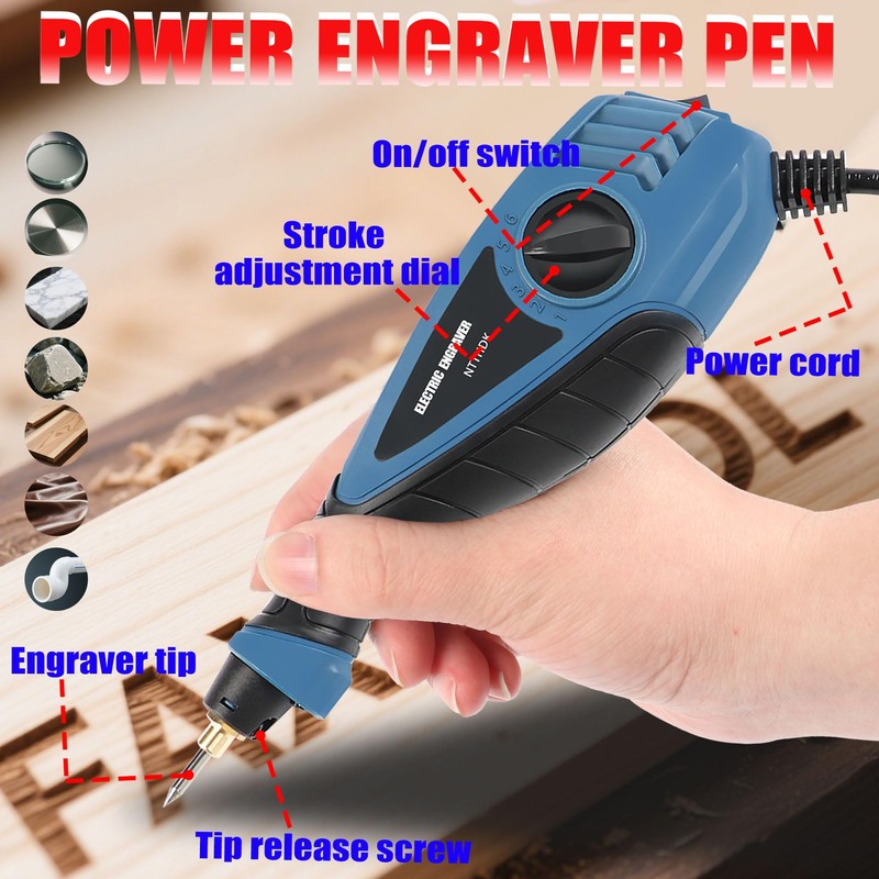 Engraver Pen, 25W 6 Speed Engraving Pen for Metal, Wood,