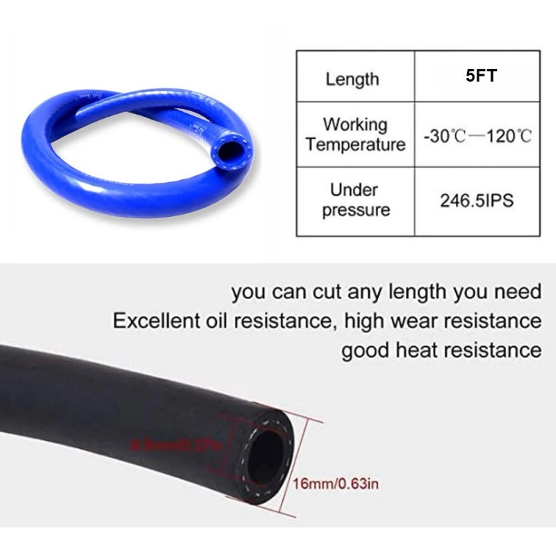 Bull Boost Performance 5FT 3/8" ID 3-PLY Performance BLUE Silicone