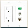 RiteAV 1 Port SC APC Simplex Phone and Cat6 Ethernet Wall Plate - Tamper-Resistant Outlet [White]