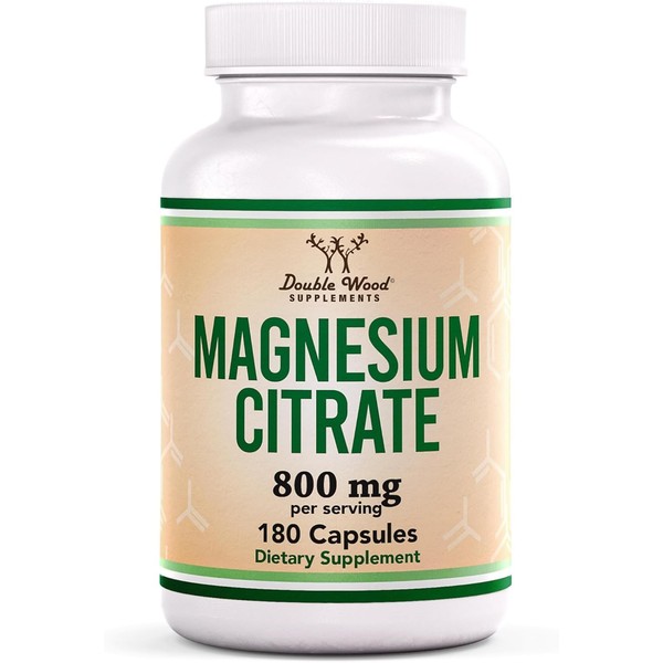 Magnesium Citrate 800mg, 180 Capsules, Digestion & Constipation Support, Vegan