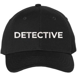 Army Universe Detective Embroidered Text Baseball Cap | Investigator Agent Structured Hat for Men and Women, Black with White Text