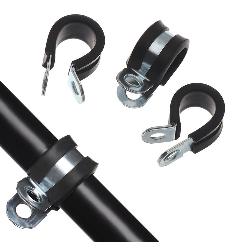 25Pcs 6mm Rubber Cushioned Cable Clamps 304 Stainless Steel Hose