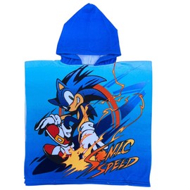 CARTOON Beach Poncho Bathrobe for Children Size 55 x 110 cm Polyester Microfibre Beach Pool, Sonic, Unit size