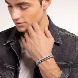 VNOX Men's Stainless Steel Silver Bracelet: Gift for Him Bracelets Link Bracelet 19 cm 21 cm 23 cm Gift for Dad Men Husband Son Bracelet for Brother Father's Day Birthday