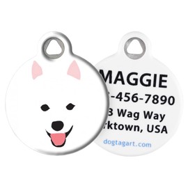 Eskie in A Snowstorm - Custom Pet ID Tag for Dogs and Cats - Dog Tag Art - Large Size