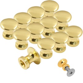 12PCS Mini Cabinet Knobs,1/2 Inch Brushed Gold Dresser Knobs,Mini Metal Pull Furniture Knobs Small Drawer Knobs Screws Jewelry Box Gift Case,Small Cabinet Knobs for Gift Case, Single Hole (Golden)
