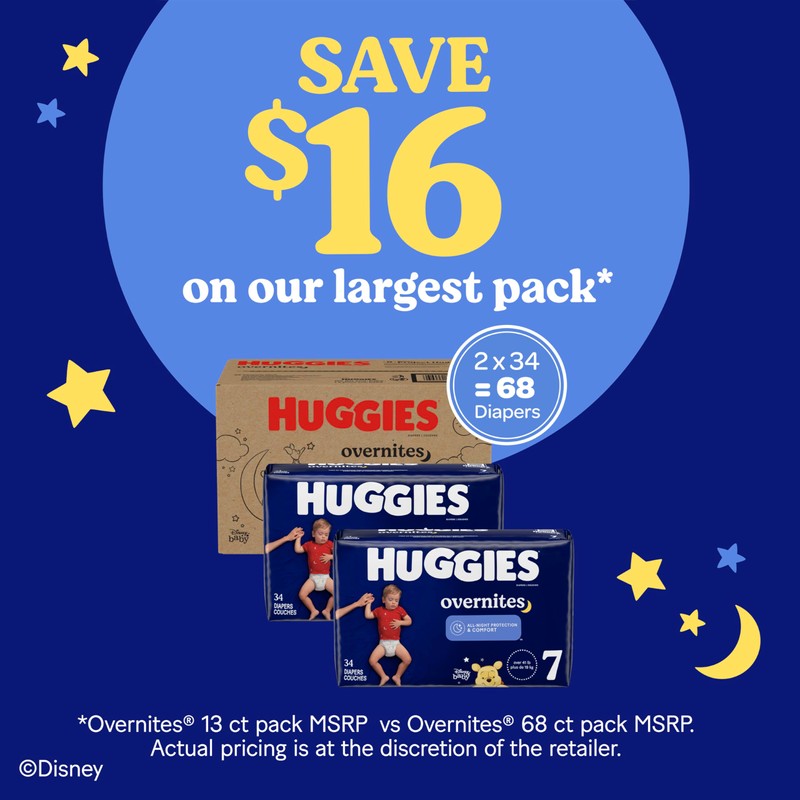 Huggies Overnites Size 7 Overnight Diapers (41+ lbs), 36 Ct,
