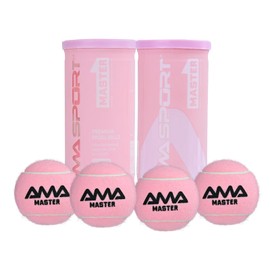 AMA SPORT Padel Balls 2 Tube of 4 Pressurized Padel Tennis Balls Meets Competitions and Tournaments Standards Suitable for Any Surface or Sites (Pink Master)