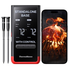 ThermoMaven Smart Bluetooth Wireless Meat Thermometer: Standalone Base, WiFi Unlimited Range, 6 Sensors with NIST Certified Accuracy, 2 Probes for Kitchen, BBQ, Grill, Oven, Smoker, Rotisserie