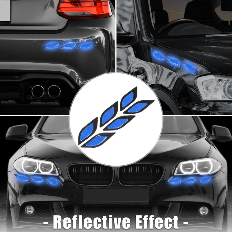 X AUTOHAUX 6pcs 3D Reflective Car Warning Stickers Carbon Fiber