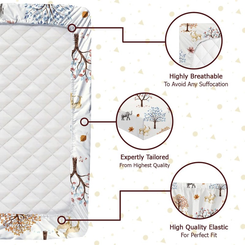 2 Pcs Crib Fitted Sheets - Made from 100% Cotton