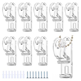 8Pcs Roman Blind Clips, Safety Roller Blind Chain P Clips Fixation Hook with 8 Screws and 8 Plastic Pillars for Roller Vertical and Roman Shades