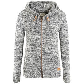 OXMO OXPhiladelphia Women's Chunky Knit Cardigan with Hood Zip 100% Cotton Regular Fit, Insignia B (791991)