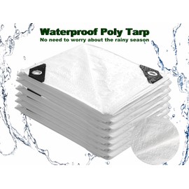 TARPAL 3x3 Small Tarp Waterproof 6mil (2 Pack) White tarps Multipurpose Protective Cover All Purpose Poly Tarps Cover for Firewood Outdoor Furniture etc
