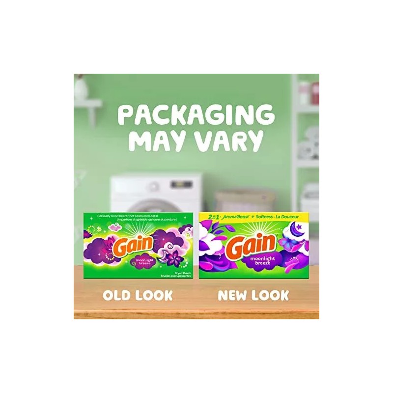 Gain, Fabric Softener Dryer Sheets, Moonlight Breeze, 105 Count (Pack