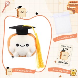 Soulchen 12 Set Graduation Gift Bulk Toast Plushies with Grad Cap Class of 2025 Congratulation Cards Organza Bags Cute a Little Toast to Your Graduation Gifts from Teacher Friend College High School