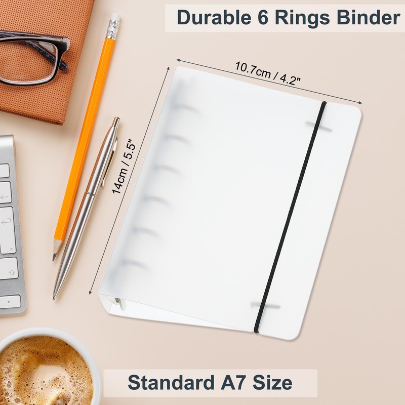 PATIKIL A7 Binder Cover, 1 Pcs PP 6 Ring Round