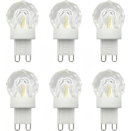G9 2W LED Bulb Mini Globe Crystal Light (20W Equivalent) G9 Bi Pin Base Chandeliers Light Glass Cob Decorative Light Bulb for Home Lighting Ceiling Fan Warm White 3000K AC110V Dimmable 6 Pack